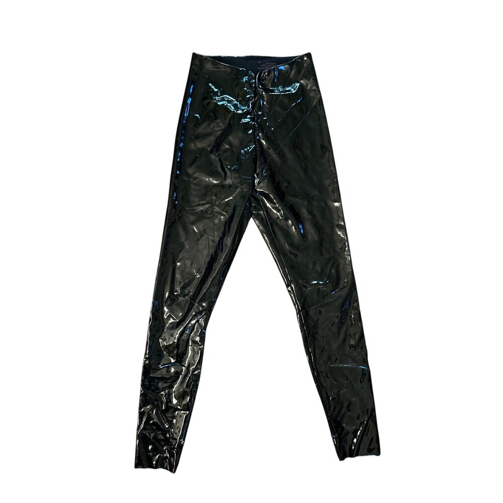 Women M Commando Faux Patent Leather Black Coated Shiny Leggings Pants Shaping